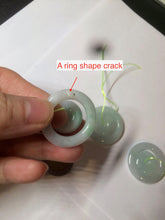 Load image into Gallery viewer, 28.5mm Type A 100% Natural light green Jadeite Jade concentric circle safety Guardian ring Pendant (子母扣,同心环) AC84
