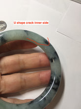 Load image into Gallery viewer, 58.3mm Certified Type A 100% Natural light green with flying dark green flowers chubby round cut Jadeite bangle PE20-5954
