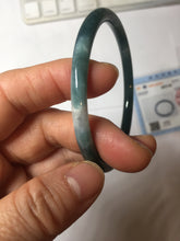 Load image into Gallery viewer, 59mm Certified Type A 100% Natural dark green/blue/gray with Guatemala slim round cut Jadeite bangle PH22-2330

