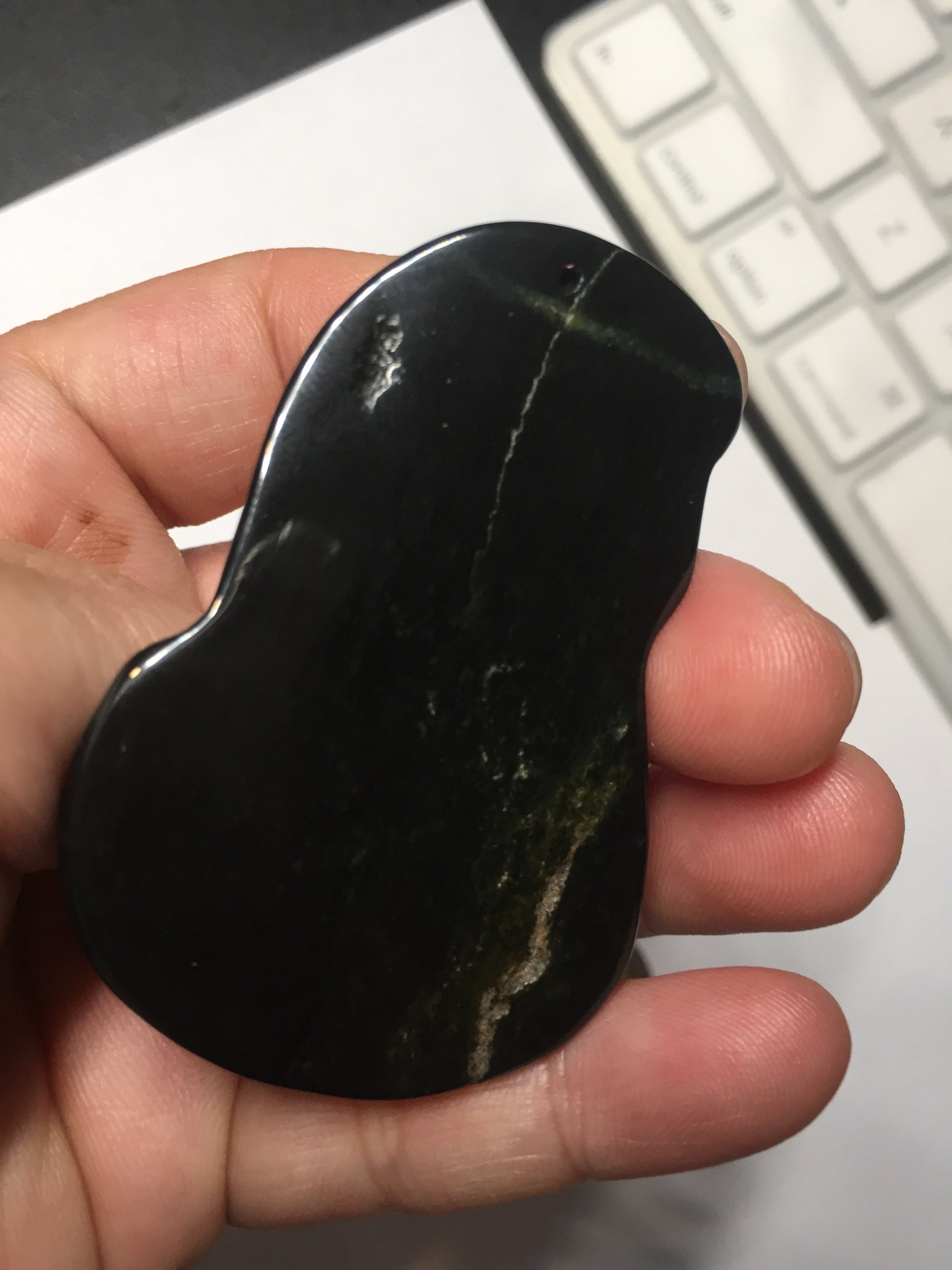100% Natural dark green/black jadeite jade(Mocui, 墨翠) GuanYin