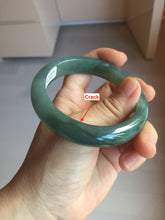 Load image into Gallery viewer, 57.5mm Certified type A 100% Natural oily dark green (老油青) blue gray black Mountains Afar (远山)Jadeite bangle PC259-0552
