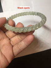 Load image into Gallery viewer, 60mm Certified Type A 100% Natural Green, Gray, Brown &amp; Black Flying Dandelion Vintage Twist Style Nephrite Jade Bangle JT8-1112
