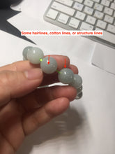 Load image into Gallery viewer, 12mm size 50-54mm 100% natural type A light green white jadeite jade beads bracelet AZ191
