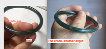 Load image into Gallery viewer, 56.2mm Certified Type A 100% Natural icy watery dark green/blue/gray Guatemala slim round cut Jadeite bangle PD62-3386
