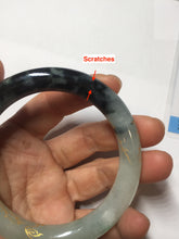 Load image into Gallery viewer, 58mm 100% Natural type A icy watery green dark carved flowers golden-painted round cut Jadeite Jade bangle PH73-5858
