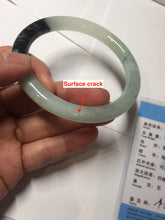 Load image into Gallery viewer, 58.4mm Certified Type A 100% Natural light green with flying dark green flowers round cut Jadeite bangle PE22-5861
