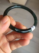 Load image into Gallery viewer, 51.9mm certified Type A 100% Natural dark green/black/gray Guatemala slim round cut Jadeite bangle PH181-2446
