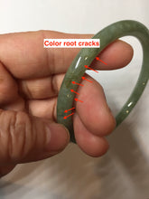 Load image into Gallery viewer, 57.4mm Certified 100% natural Type A oily dark green/ gray/brown (老油青) slim round cut jadeite jade bangle PB320-0596
