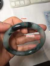 Load image into Gallery viewer, 57.7mm Certified Type A 100% Natural Dark Green Blue Gray Black Moonlit Ink (水墨月色) Round Cut Jadeite Jade Bangle BS148-0737
