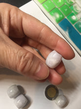 Load image into Gallery viewer, Type A 100% Natural white/light purple olive shape Jadeite Jade LuluTong (Every road is smooth) bead pendant BK108
