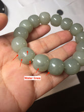 Load image into Gallery viewer, 14x13mm 100% Natural light green/gray vintage style nephrite Jade bead bracelet HF28
