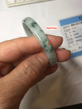 Load image into Gallery viewer, 51mm Certified Type A 100% Natural icy watery light green with green floating flowers thin Jadeite Jade bangle PJ57-1885
