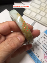 Load image into Gallery viewer, 59mm Type A 100% Natural light green/brown /yellow square Jadeite Jade bangle R101
