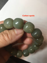 Load image into Gallery viewer, 100% Natural 13.8x12.5mm dark green/gray/brown vintage style nephrite Jade bead bracelet HF76

