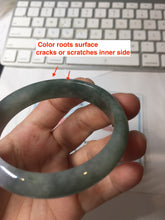Load image into Gallery viewer, 50.5mm certified 100% natural Type A light oily dark green purple gray watermelon rind (瓜油青) jadeite jade bangle PC247-1382
