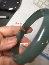 Load image into Gallery viewer, 59mm Certified Type A 100% Natural icy watery dark green/blue/gray/black Guatemala Jadeite bangle BS156-0131
