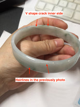 Load image into Gallery viewer, 68.3mm certified 100% natural Type A ligit green white with green floating flowers thin jadeite jade bangle AZ173-1027
