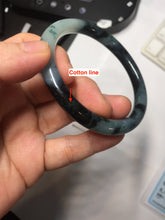 Load image into Gallery viewer, 55.5mm Certified Type A 100% Natural Dark Green Blue Gray Black Slim Moonlit Ink (水墨月色)Round Cut Jadeite Jade Bangle BS145-0747
