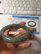 Load image into Gallery viewer, 57.5mm Certified Type A 100% Natural Oily Dark Green Gray Black(油青) Jadeite Jade Bangle PE106-7160
