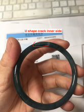 Load image into Gallery viewer, 56.2mm Certified Type A 100% Natura dark blue/green/gray/black Guatemala slim round cut Jadeite bangle PJ106-2076
