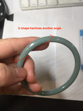 Load image into Gallery viewer, 59mm Certified Type A 100% Natural Light Blue Green Gray Ru Kiln Sky Celadon Blue (汝窑天青蓝) Guatemala Jadeite Jade Slim Round Bangle BS160-8651
