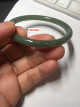 Load image into Gallery viewer, 56mm certified 100% Natural lake green gray slim round cut nephrite bangle HN144-6923
