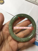 Load image into Gallery viewer, 51.6mm Certified type A 100% Natural dark green/gray round cut Jadeite bangle PF37-5469
