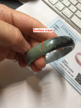 Load image into Gallery viewer, 51.2mm Certified  Type A 100% Natural sunny green gray black(Wuji) Mountains Embrace Emerald(群山怀翠) jadeite jade bangle AZ180-0509
