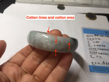 Load image into Gallery viewer, 52mm certified 100% natural Type A light green white purple gray with green floating flowers thin jadeite bangle PF57-5619
