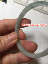Load image into Gallery viewer, 50mm certified 100% natural Type A icy watery light green with green floating flower slim jadeite jade bangle PA122-(5484)
