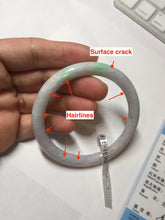 Load image into Gallery viewer, 57mm certified 100% natural type A sunny green/white/purple round cut jadeite jade bangle PC31-2684
