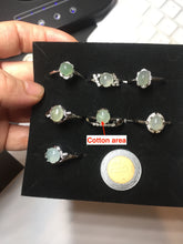 Load image into Gallery viewer, 100% natural type A icy watery light green white clear four-prong jadeite jade ring group PC8
