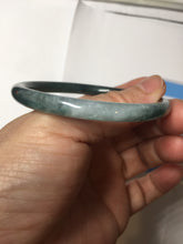 Load image into Gallery viewer, 55mm Certified Type A 100% Natural dark green/blue/gray with Guatemala slim round cut Jadeite bangle PJ94-2434
