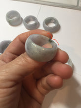 Load image into Gallery viewer, 100% natural type A light purple/green/white broad jadeite jade band ring thumb ring Pb42
