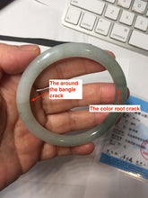 Load image into Gallery viewer, 54mm certified Type A 100% Natural white oily light green gray( 淡油青) slim round cut Jadeite Jade bangle PB254-3708
