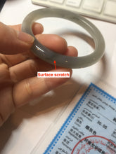 Load image into Gallery viewer, 52.8mm certified 100% Natural icy watery light gray black smoky purple(烟紫) nephrite bangle HN119-0101
