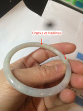 Load image into Gallery viewer, 55.5mm Certified type A 100% Natural light purple/white/green slim round cut Jadeite bangle BF74-2550
