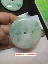 Load image into Gallery viewer, 100% Natural sunny green/pink/purple tropical beach jadeite Jade Safety Guardian Button(donut) Pendant/worry stone X123
