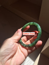 Load image into Gallery viewer, 58.3mm Certified 100% Natural Fresh Young Green/Dark Green/Black Green Ink Painting (绿水墨) Round Cut Nephrite (Wulanhai 乌兰海碧玉) Bangle HN171-7339
