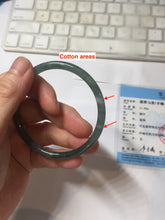 Load image into Gallery viewer, 53.8mm Certified Type A 100% Natural  icy watery dark green/blue/gray with Guatemala slim round cut Jadeite bangle PJ29-5620
