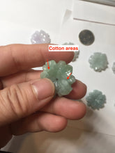 Load image into Gallery viewer, Type A 100% Natural light green/white/purple jadeite Jade flower Pendant PB47
