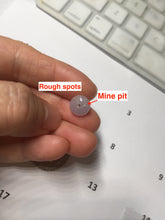 Load image into Gallery viewer, 14mm Type A 100% Natural light purple white Abacus-Bead Peace and Safety Guardian Donuts Buckle jadeite Pendant group PH116
