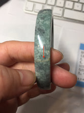Load image into Gallery viewer, 56-58mm Certified Type A 100% Natural Dark Green Purple Gray Monet's Pond Square Jadeite Jade Bangle group GL61
