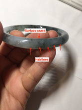 Load image into Gallery viewer, 56mm Certified Type A 100% Natural icy watery dark green/purple/gray round cut Jadeite bangle AA130-6924
