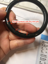 Load image into Gallery viewer, 58.6mm Certified type A 100% Natural dark green black MoCui(墨翠) round cut Jadeite bangle PC150-0687
