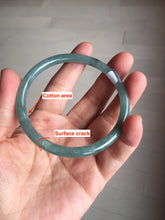 Load image into Gallery viewer, 58.8mm Certified Type A 100% Natural dark green/blue/gray with Guatemala slim round cut Jadeite bangle PE70-1478
