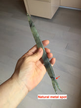 Load image into Gallery viewer, 22cm 100% Natural light green black Xiu Jade Serpentine vantage fish square style hairpin AW20
