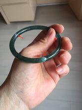 Load image into Gallery viewer, 57mm Certified Type A 100% Natural dark green/blue/gray/black Guatemala slim round cut Jadeite bangle PF64-0455
