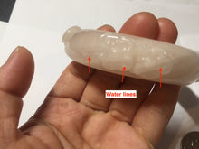 Load image into Gallery viewer, 59.5mm 100% natural pink white Quartzite (Shetaicui jade) 3D carved bunny ears/flowers/heart bangle XY123
