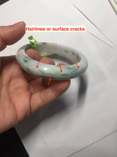 Load image into Gallery viewer, 55.2mm Certified Type A 100% Natural light green/purple/brown with green floating flowers Jadeite Jade bangle F86-6199
